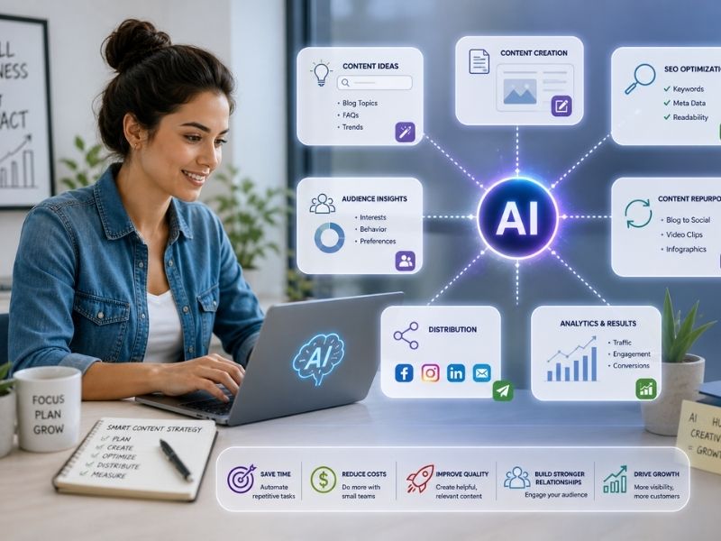 How small businesses use AI for content marketing in 2026