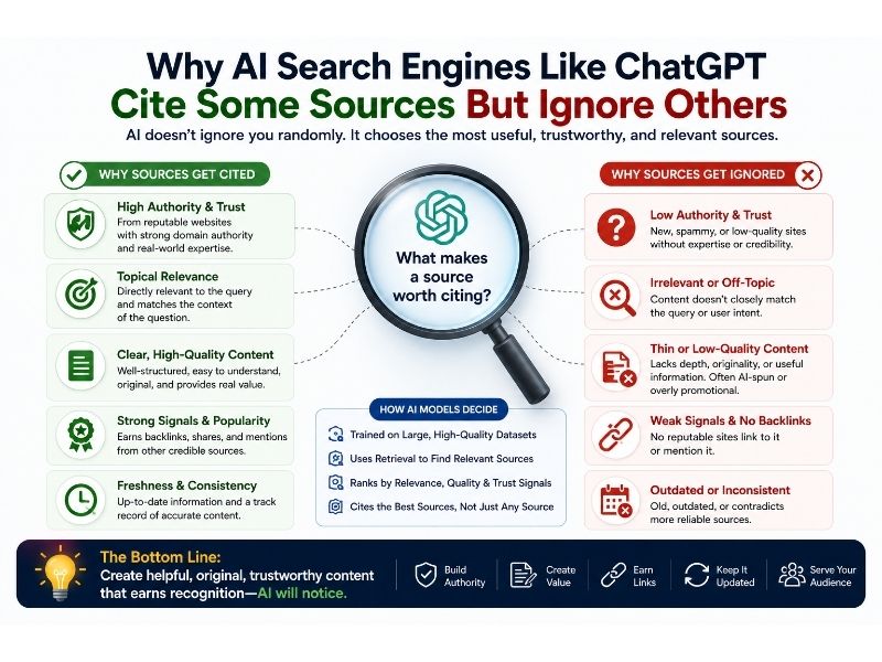 Why AI search engines like ChatGPT cite some sources but ignore others